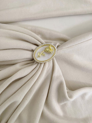 Cream Long-Sleeve Draped Mini Dress with Rhinestone Detail