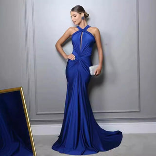 Elegant Cross Shoulder Backless Long Dress