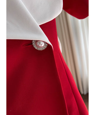 Red Short-Sleeve Bow-Back Mini Dress
