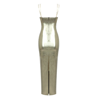 Gigi Sleeveless Backless Ruched  Long Dress