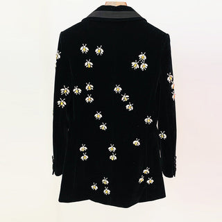 Elegant Velvet Beaded Suit Blazer