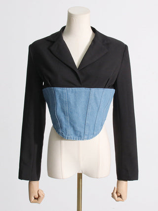 Long Sleeve Denim Suit  Top