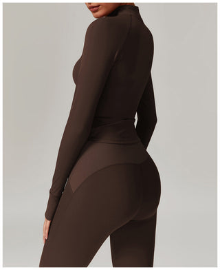 High-Neck Zip-Up Sports Jacket with Thumbholes