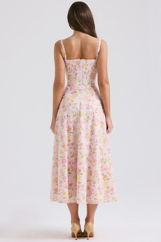 Jannet Corset Side Slit Midi Dress