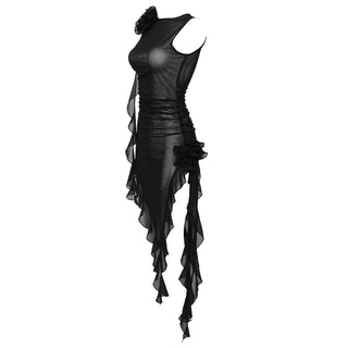 Silvana Mesh Sleeveless See Through Flower Mini Dress