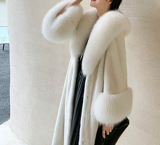 Luxurious Long Fur Coat with Belt