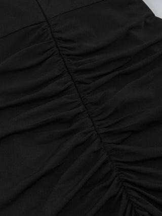 Elegant Black Long Sleeve Evening Long Dress with V-Neck and High Slit