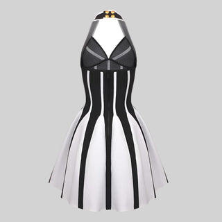 Bold Black & White Striped Bandage Dress
