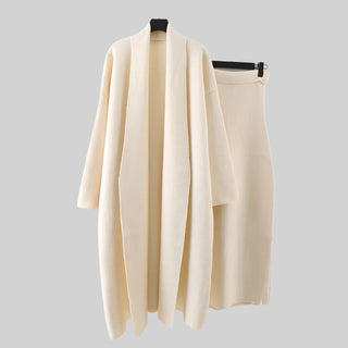 Minimalist Wool Cardigan and Midi Dress Set