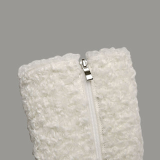 Faux Shearling Knee High Boots with Clear Heel