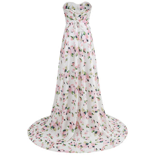 Lea Strapless Back Tie Floral Long Dress