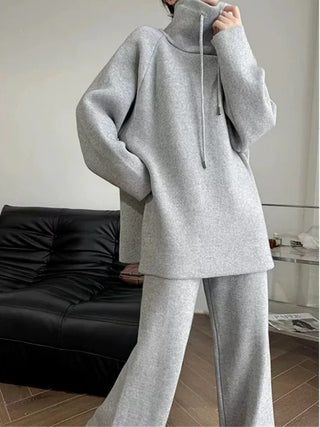 Cozy Knit Set - Oversized Sweater Top & Wide Leg Pants