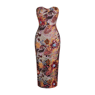 Strapless Sequin Hollow Long Dress