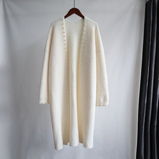 Elegant Pearl Trim Knitted Cardigan