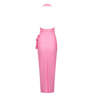 Lily Pink Backless Flower Long Dress
