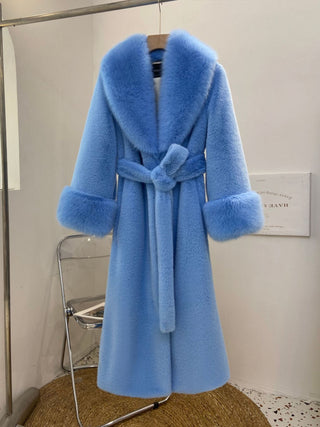Luxurious Long Fur Coat with Belt