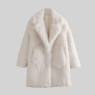 Midi Faux Fur Coat - Luxurious Warmth and Elegance