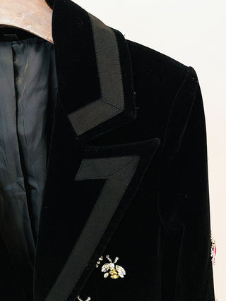 Elegant Velvet Beaded Suit Blazer
