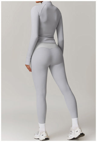 High-Neck Zip-Up Sports Jacket with Thumbholes