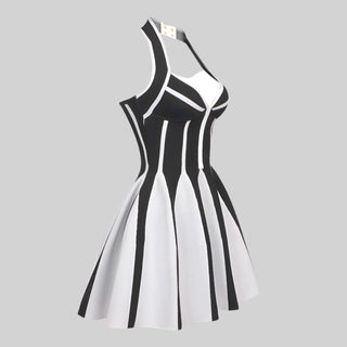 Bold Black & White Striped Bandage Dress