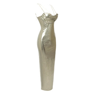 Gigi Sleeveless Backless Ruched  Long Dress