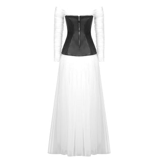 Midnight Elegance Corset Mesh Long Dress