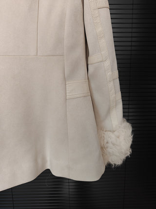 Shearling Trim Suede Jacket