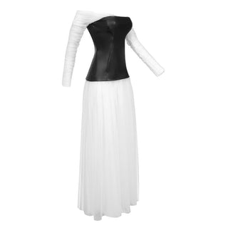 Midnight Elegance Corset Mesh Long Dress