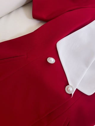 Red Short-Sleeve Bow-Back Mini Dress