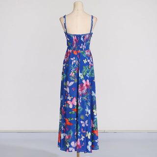 Floral Butterfly Sleeveless Long  Dress