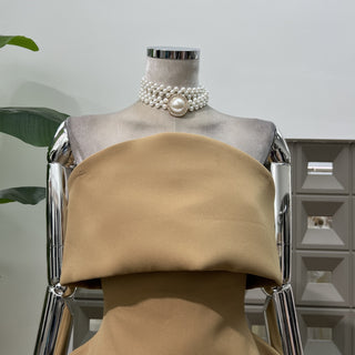 Crepe Strapless Sleeveless Mini Dress with Folded Bust Detail