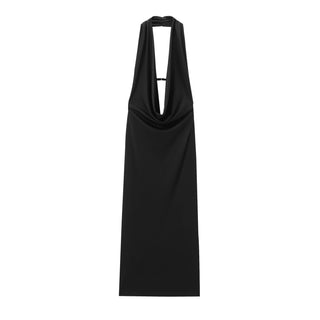 Pleated Halter Backless Long Dress