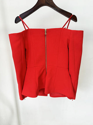 Bold Off-Shoulder Long Sleeve Blazer