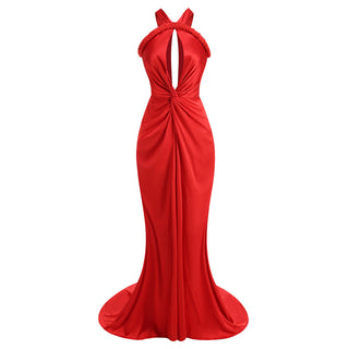 Elegant Cross Shoulder Backless Long Dress