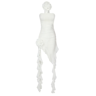 Sky Breeze Strapless  Flower Mesh Mini Dress