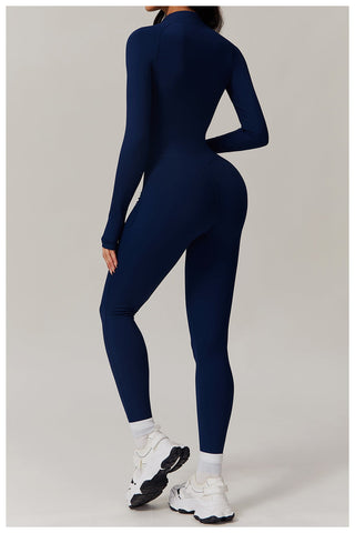 Long Sleeve Yoga Jumpsuit with Cross-Border Waist Design