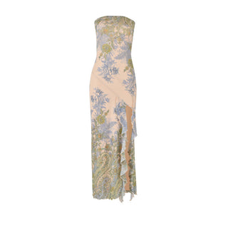Floral Grace Strapless Long Dress