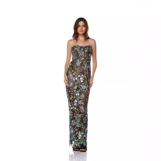 Strapless Sequin Hollow Long Dress