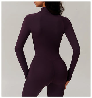 Long Sleeve Yoga Jumpsuit with Cross-Border Waist Design