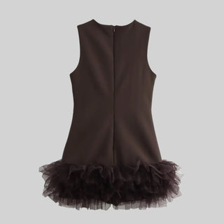 Sleeveless Mini Dress with Tulle Hemline
