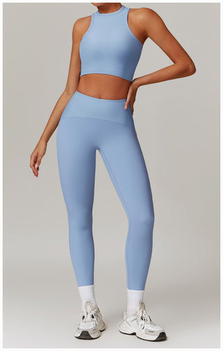 High-Neck Padded Ribbed Sports Crop Top