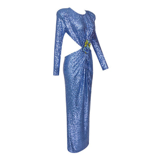 Starlight Sequin Long Sleeve Backless Dress