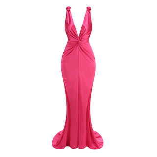 Elegant Plunge Neck Backless Long Dress