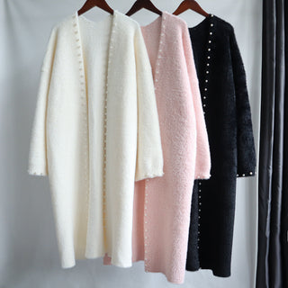 Elegant Pearl Trim Knitted Cardigan