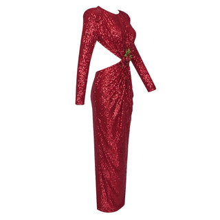 Starlight Sequin Long Sleeve Backless Dress