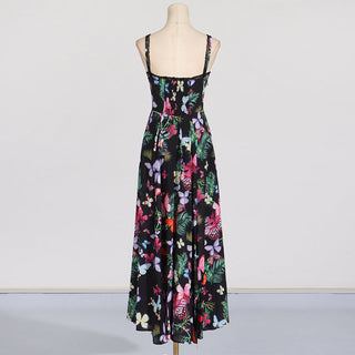 Floral Butterfly Sleeveless Long  Dress