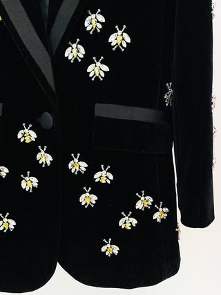 Elegant Velvet Beaded Suit Blazer
