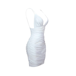 V Neck Sleeveless Mesh Mini Dress