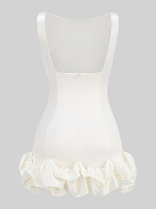 Elegant Satin Mini Dress with Ruffle Hem