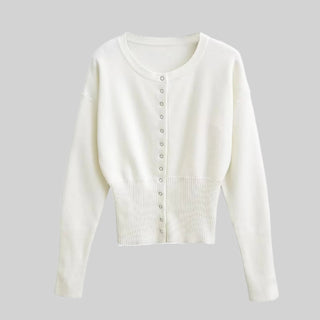 Ribbed Knit Button-Up Long Sleeve Sweater Top